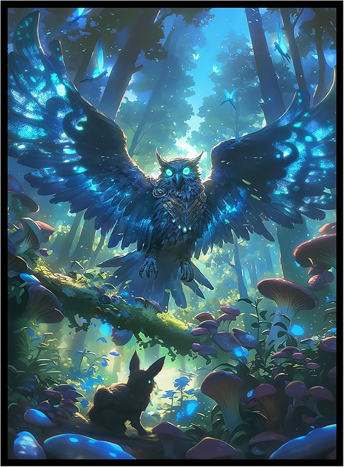 Kabinka MTG Card Sleeves - 100 Standard Size Pack Clear Front & Matte Finish Back with Owl, Premium Sleeves for Magic The Gathering TCG