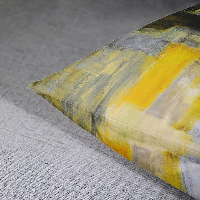 Emvency Throw Pillow Covers Set of 2, 16 x 16 Inch, Yellow White and Black | Modern Abstract Painting Outdoor Decorative Square Pillow Cases Couch Cushion Case for Couch Bed Sofa Living Room Home Decor