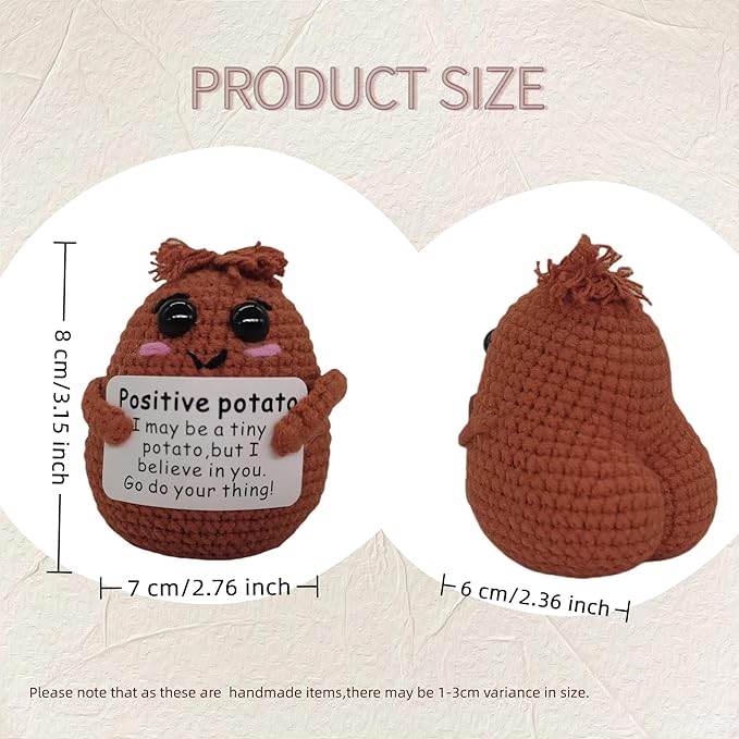 Positive Funny Potato Head with Card Mini Crochet Knitting for Handmade Emotional Support Pickled Gift Party Decoration Encouragement