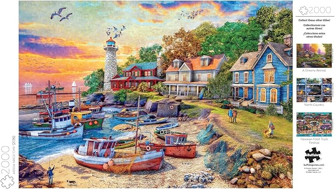 Buffalo Games - Dominic Davison - American Harbor Town - 2000 Piece Jigsaw Puzzle for Adults -Challenging Puzzle Perfect for Game Nights - Finished Size is 38.50 x 26.50