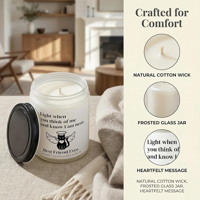 Cat Memorial Gifts for Loss of Cat, Cats Memorial Lavender Scented Candle, Loss of Cats Sympathy/Remembrance/Bereavement/Passing Away Gifts, Pet Sympathy Memory Gift