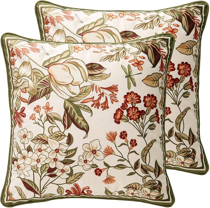 Designer Velvet Throw Pillow Covers,18"x18" Set of 2-Grace A | Pillow Cover,Concealed Zipper Design,Dragonfly Pattern,Sofas,Bedroom,Living Room,Lounge Chairs,All Season Home Decor