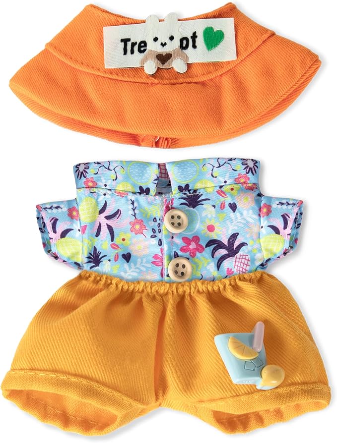 Clothes for 6.7in/17cm Doll, Set of 4 Cute Doll Accessories Includes Doll Hat+T-Shirt+Bib Pants+Shoes Set Premium Fashion Outfit for Collectors Unique Gift (Style C2)