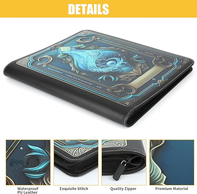 Toploader Binder,Toploader Hard Cases, 9-Pocket Pages Sleeves Hold up 288 Cards.Toploader Card Binder with Sleeves for “3×4” rigid，Card Holder(cyan)
