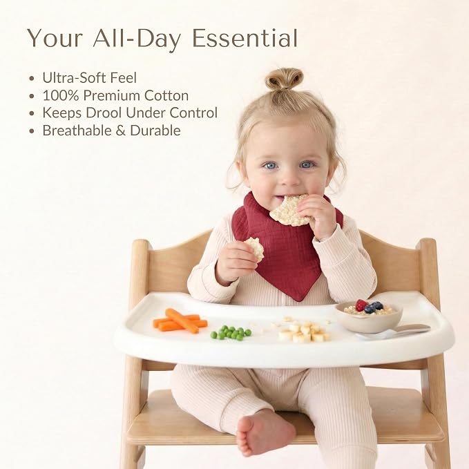 Konssy Muslin Baby Bibs 10 Pack Baby Bandana Drool Bibs 100% Cotton for Unisex Boys Girls