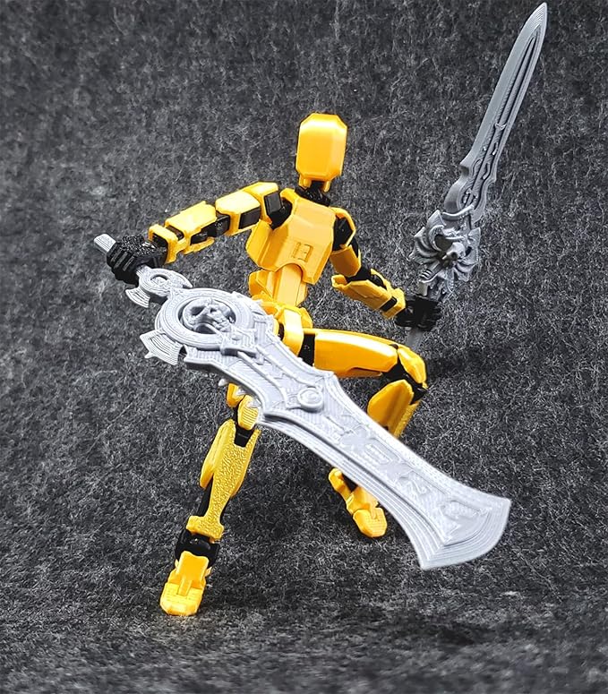(Assembly Completed) t13 Action Figure,3D Printed Lucky 13 Action Figure, Gift for Collectors Desktop Decorations, Dummy 13 Set, Gold Black