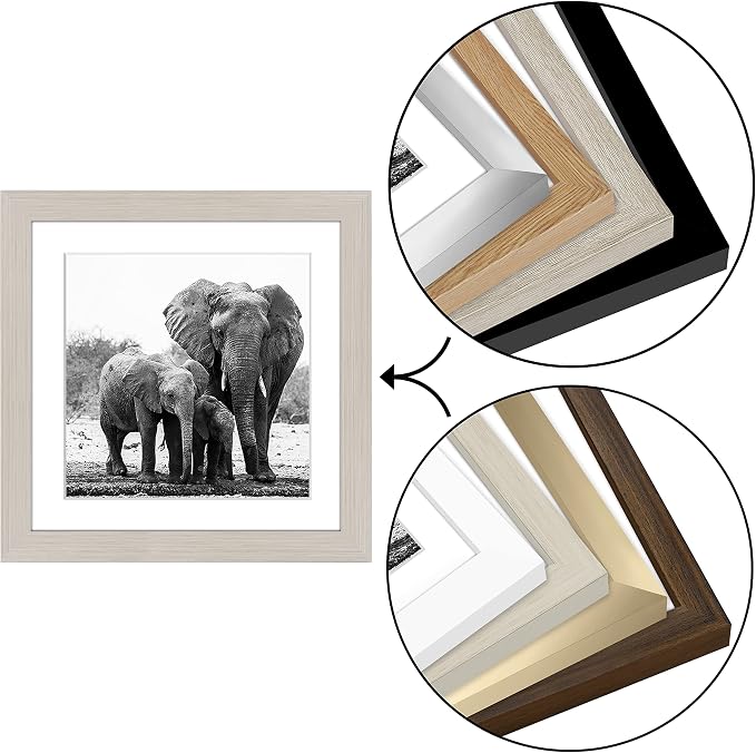 Americanflat 11x11 Picture Frame with Shatter-Resistant Glass - Use as 8x8 Frame with Mat or Display 11x11 Photo Without Mat - Signature Collection - Square Frames for Wall Display - Light Wood | Shatter-resistant glass, sawtooth hangers included, fits...