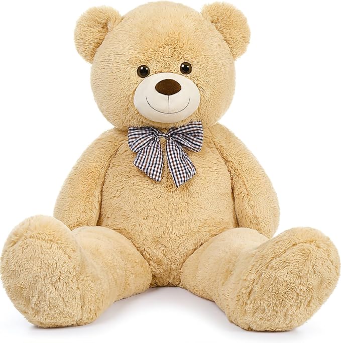 MorisMos Bow Tie Giant Teddy Bear 4 Feet, 47inch Stuffed Animal Big Teddy Bear Plush, Classic Girlfriend Boyfriend Gift, Brown