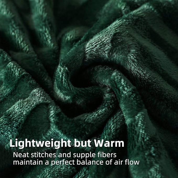 Whale Flotilla Flannel Fleece Fall Bed Blanket Twin Size, Emerald Green | Lightweight Breathable Soft Bedspread, Plush Fluffy Coverlet Chevron Design Decorative Blanket for Home Life, 60x80 Inch