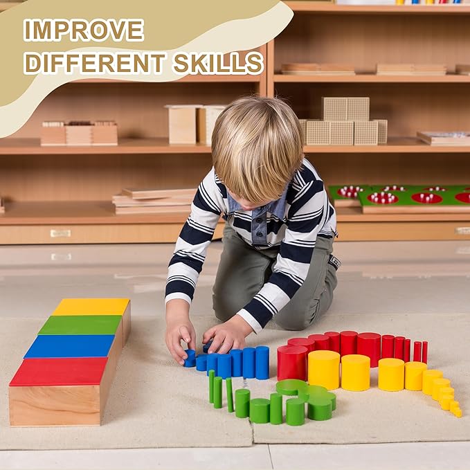 MONTESSORI OUTLET Knobless Cylinders (Set of 4) for 3-6 Years Montessori Education at School and Home
