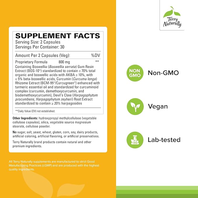 Terry Naturally Arthocin - 60 Capsules - Support Joint Lubrication, Optimize Flexibility & Comfort - Non-GMO, Vegan, Gluten Free - 30 Servings
