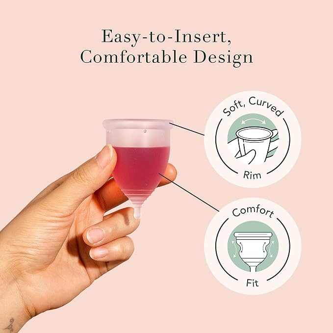 Rael Period Cups, Soft Reusable Menstrual Cup for Women, Medical-Grade Silicone, Light Flow, BPA-Free, Made in USA, Tampon and Pad Alternative (Size 2)