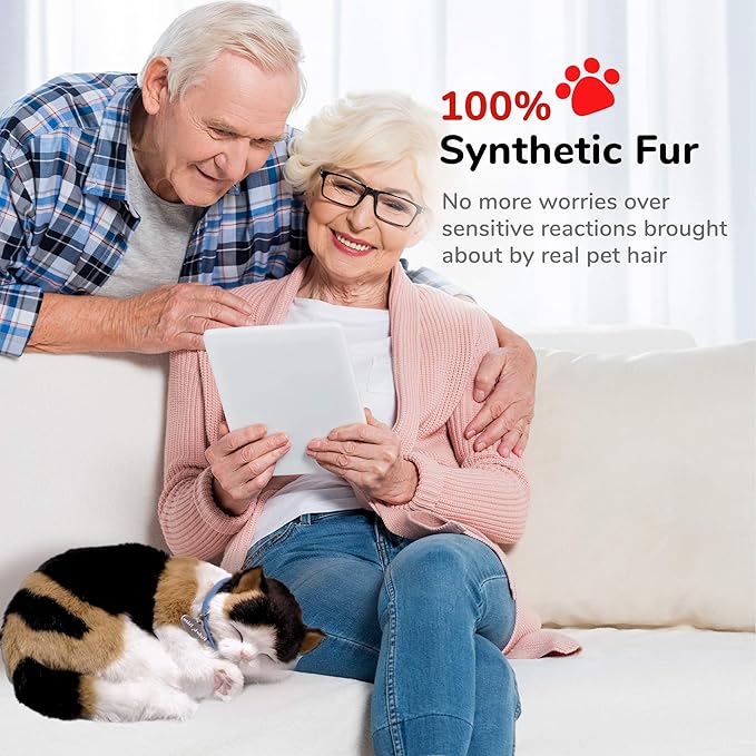 Original Petzzz Calico Cat, Realistic Lifelike Stuffed Interactive Pet Toy, Companion Dog with 100% Handcrafted Synthetic Fur