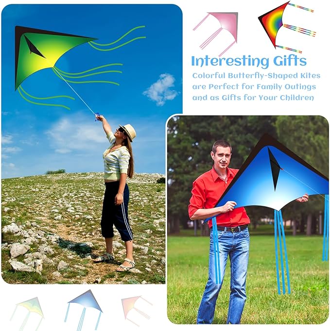Halloscume Large Delta Kites for Adults Easy to Fly 57.1 Inch with 328.1 ft String Rainbow Beach Delta Kites for Beginner Outdoor Supplies(Novel)