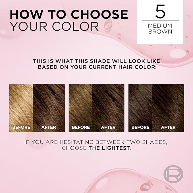 L'Oreal Paris Excellence Crème Permanent Hair Dye, Triple Care Hair Color with Hyaluronic Acid for 100% Gray Coverage, 5 Medium Brown, 1 Kit (Pack of 2) (Packaging May Vary)