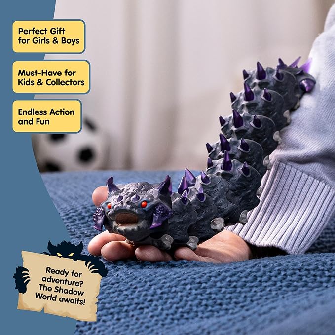 Schleich Eldrador Creatures - Big, 10" Shadow Worm. Cool Movable Action Figure for Boys and Girls. Fun, Imaginative Play Figurine. Durable, Fantasy Animal Beast Monster Toys for Kids Ages 7+, 70830