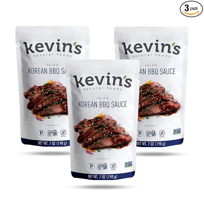 Kevin's Natural Foods Korean BBQ Simmer Sauce, 3 Pack | Paleo Stir-Fry Sauce, Gluten Free, No Preservatives, Non-GMO