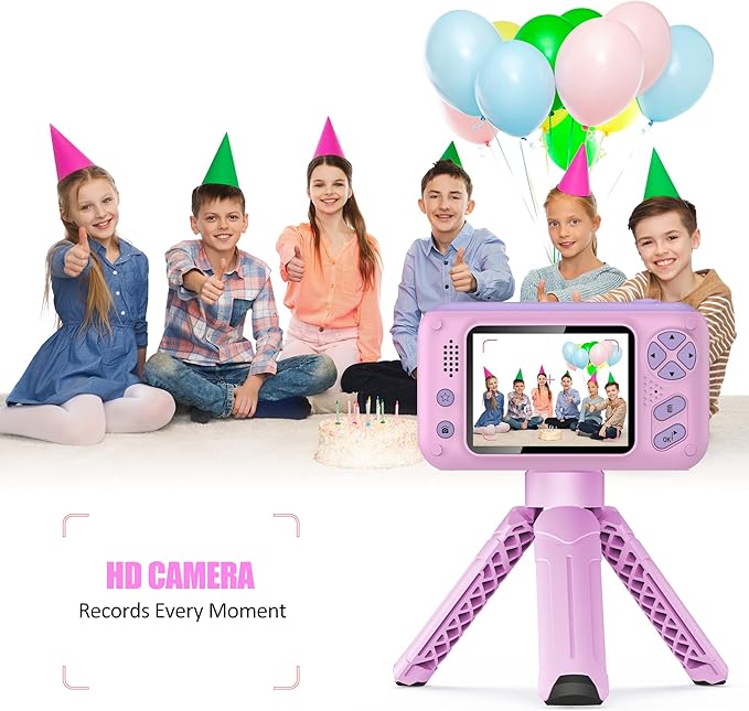 Kids Camera with Flip-up Lens for Selfie & Video, HD Digital Camera with 32GB SD Card, Ideal for 3-8 Years Old Girls Boys on Birthday Christmas Party as Gift