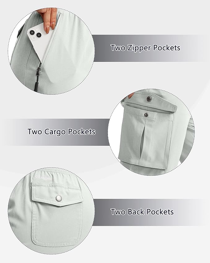 Soothfeel Women's Cargo Capris Pants with 6 Pockets Lightweight Quick Dry Travel Hiking Summer Pants for Women Casual