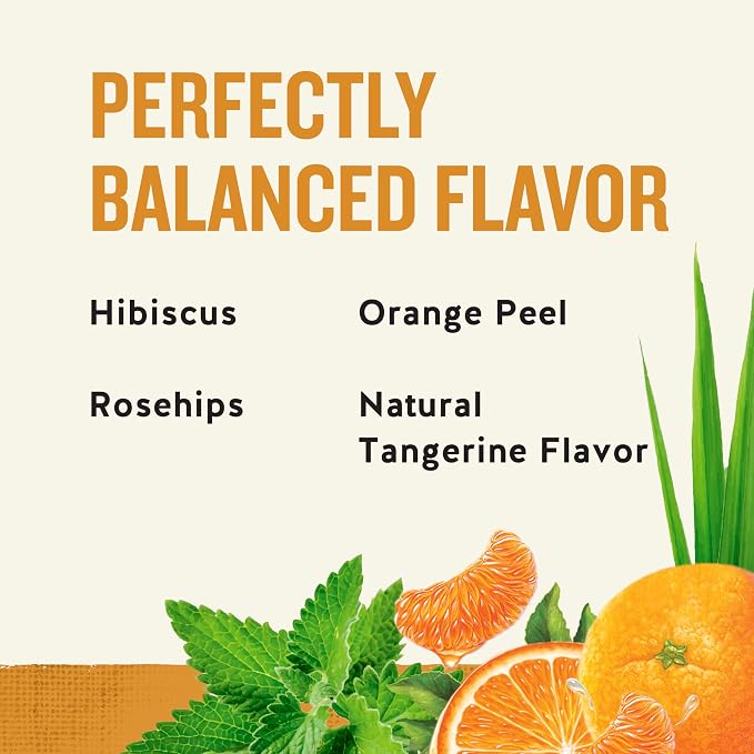 Celestial Seasonings Tangerine Orange Zinger Herbal Tea, Caffeine Free, 20 Tea Bags Box (Pack of 6)