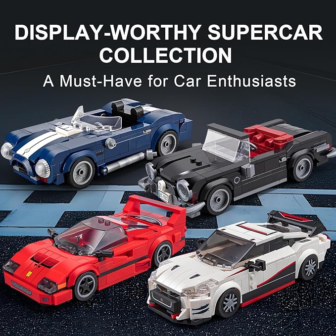 HIGH GODO Sports Car Building Set for Adults, Classic Racing Car Collectible Decor Model Kit with Display Box, Cool Vehicles Gifts for Adults and Teens Age 14+ (324 Pieces)