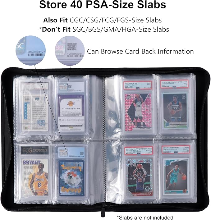 Graded Card Binder - Holds 40 PSA Slabs, 4 Pocket Slab Binder for PSA, CGC, CSG, FCG, FGS Slabs
