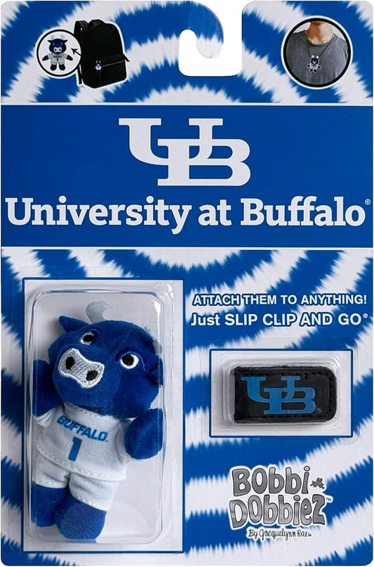 Bobbi-Dobbiez Attachable Plushie University at Buffalo Victor E. Bull Mascot – Attaches to Backpacks, Bags, Shoes, Water Bottles, and More