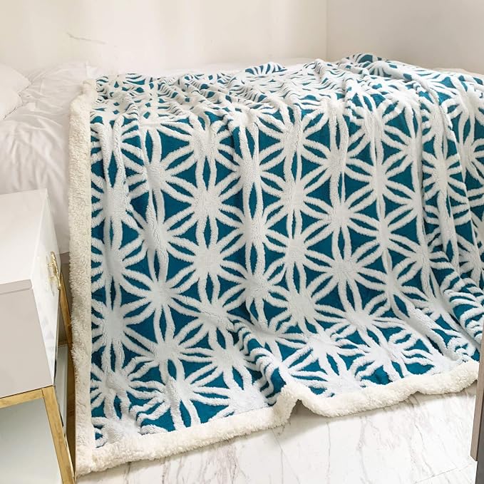 LOMAO Sherpa Fleece Blanket Fuzzy Soft Throw Blanket Dual Sided Blanket for Couch Sofa Bed (Teal, 51"x63")