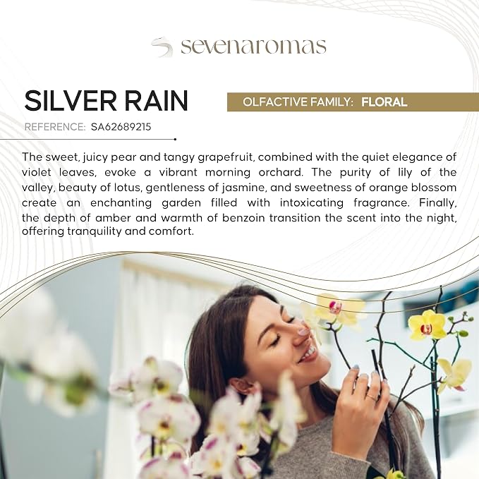 SevenAromas Silver Rain | 145ml 5oz Hotel Scent Diffuser Oil | Floral | Jasmine, Orange Blossom & Amber | Luxury Aromatherapy