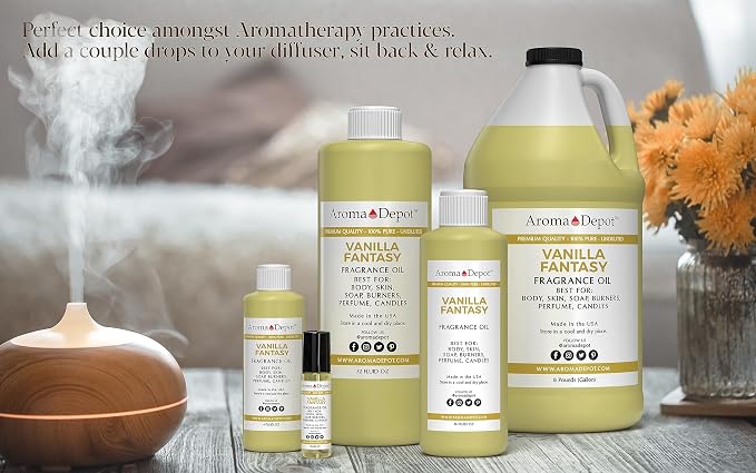 Aroma Depot 10ml Roll On Vanilla Fantasy Perfume Oil for Making, Body Oil, Soap, Candle Making & Incense. Our Version is a Premium Quality Undiluted & Alcohol Free