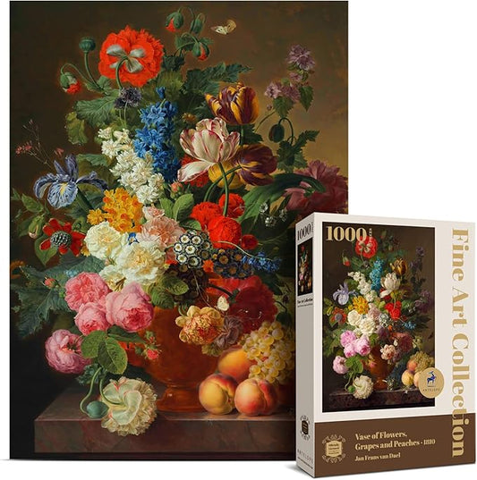 Antelope - 1000 Piece Puzzles for Adults - Vase Flower Grapes Peaches Jigsaw Puzzle 1000 Pieces, Jan Frans Van Dael Officially Licensed, High Resolution, No Dust Classic Artistic Puzzle