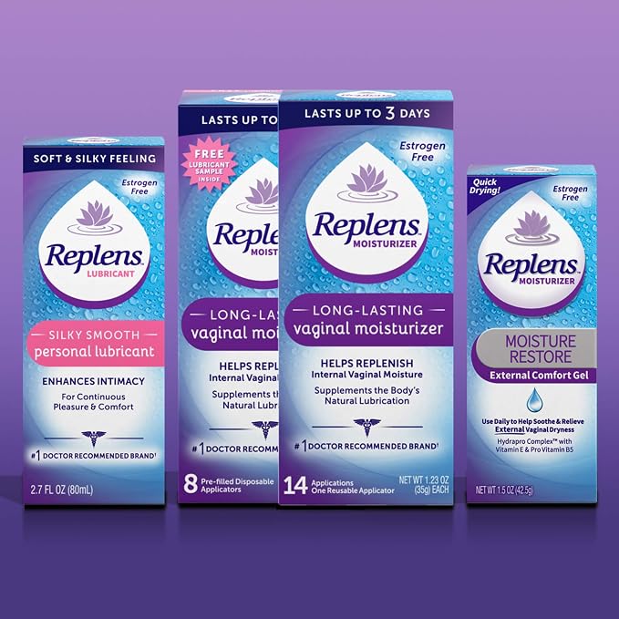 Replens Long-Lasting Vaginal Moisturizer, 8ct with Single-use applicator (Pack of 2)