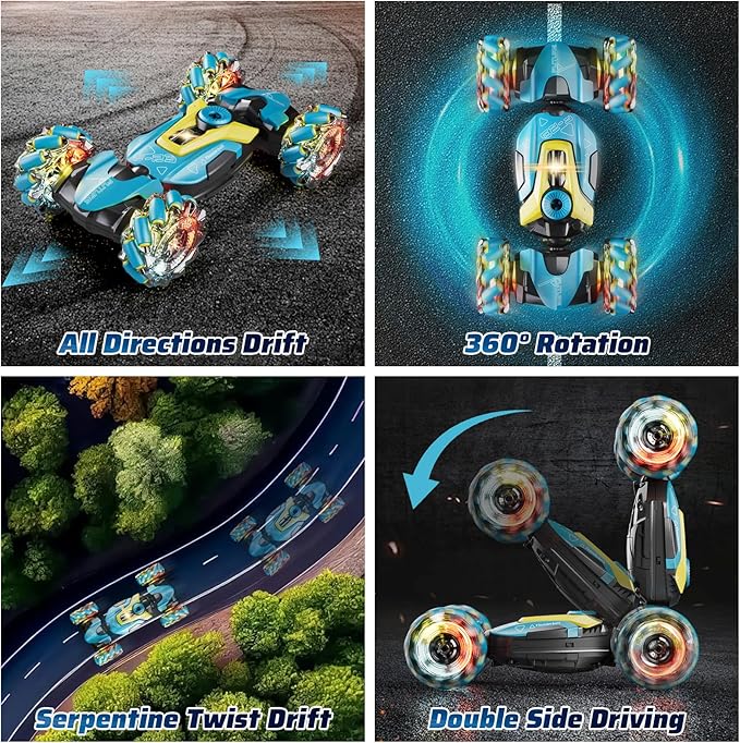 4DRC Gesture Sensing RC Stunt Car-Toys for Boys Girls for Ages 5-8-12,4WD Hand Controlled Remote Control Twist Car 360° Spins All Terrains Kids Toys, for Kids Age 6 7 9 10 11 12 Years Old