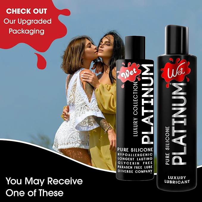 Wet Platinum Silicone-Based Personal Lubricant | Ultra Smooth, Super Slick, Hypoallergenic, Long-Lasting Performance, Waterproof Formula| Lube for Men, Women & Couples, 3 fl oz