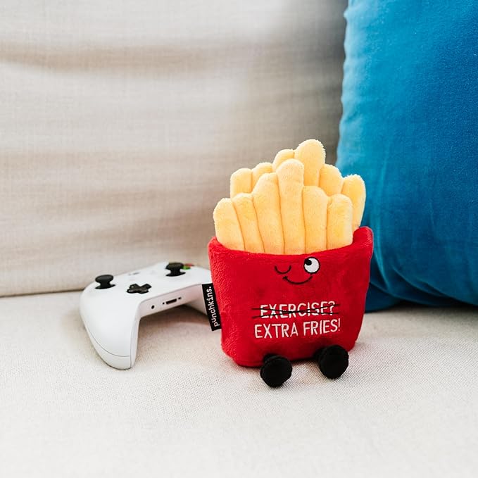 French Fry Plushie - Exercise? You Mean Extra Fries Sassy French Fry Plush, Cute & Funny Plush Toy for Gifting