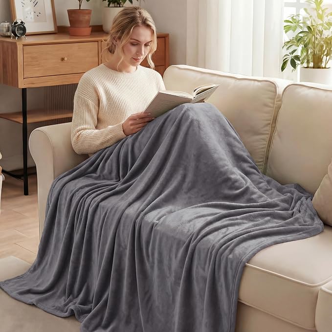 Exclusivo Mezcla Soft Fleece Blanket King Size for Bed, Dark Grey | 104x90 Inches, Double-Sided Brushed Flannel, Lightweight Plush Cozy Blanket for Home Decor, All Season, Machine Washable