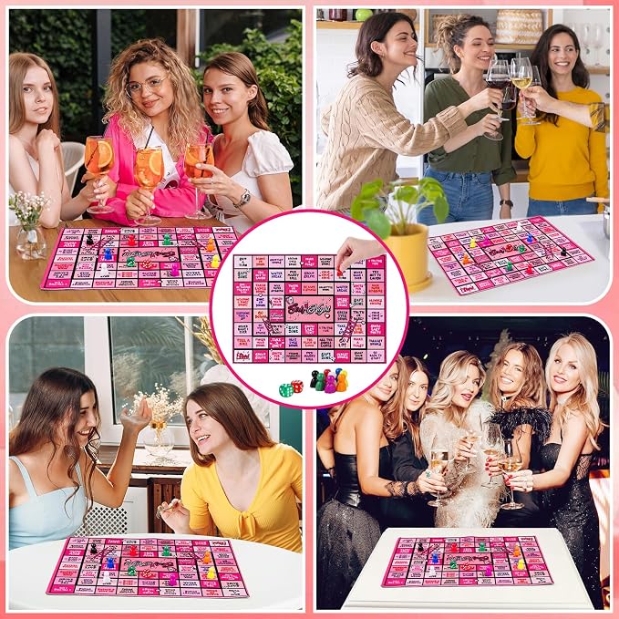 Fofeadm Drinking Games for Adult, Girls Night Rubber Mat Drinking Board Games, Funny Party Interactive Drinking Games for Girls Night, Bachelorette Party, Age 21+, 2-8 Players