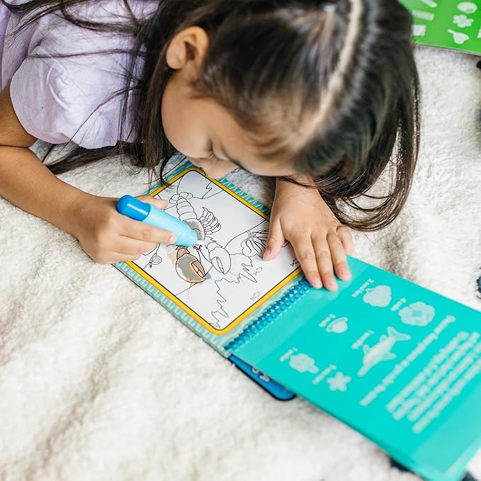 Melissa & Doug On The Go Water Wow! Mess Free Coloring Book, Reusable Water-Reveal Activity Pad, Under The Sea, Travel Toys, Party Favors, for Toddlers & Kids Ages 3+ - FSC Certified