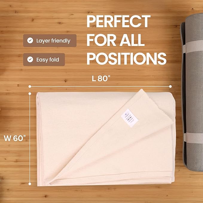 Yogikuti Iyengar Cotton Yoga Blanket Set of One – Thick Handwoven Yoga Blankets for Restorative Yoga, Meditation & Pranayama – Premium Cotton Yoga Blanket for Support & Comfort in Pranayama