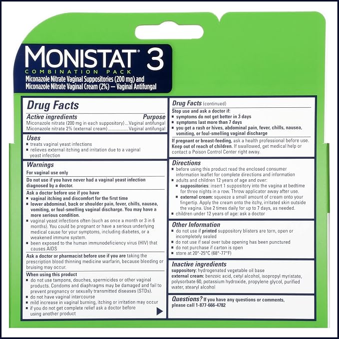 Monistat 2 Pack (3-Day Suppository and 1 Day Ovule Combination Pack)