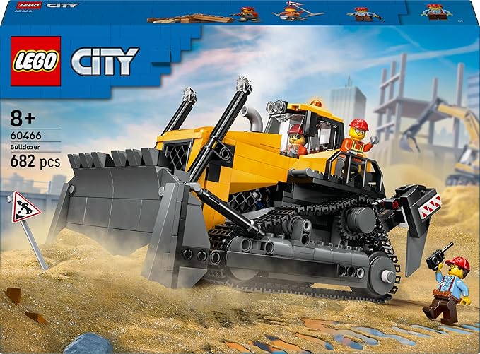 LEGO City Yellow Bulldozer Toy, Gift for Birthday, Building Blocks for Boys and Girls, Ages 8, 9, 10, Elementary School Students, City Building, Vehicles, Cars, Mini Cars, for Mom and Dad, 60466