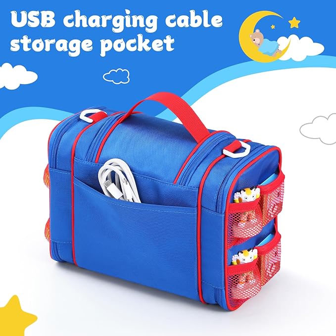 Carrying case Compatible with Little Tikes story dream machine Starter Set, Toy Storage Bag with Handle and Shoulder Strap for Storybook, Character, Accessories, Single shoulder bag (Blue)