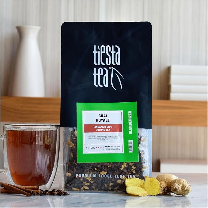 Tiesta Tea - Chai Royale Tea, Loose Leaf, Cinnamon Chai Oolong Tea, Premium Medium Caffeine Tea Blend, Make Hot or Iced & Up to 200 Cups, 16 oz Resealable Bulk Pouch