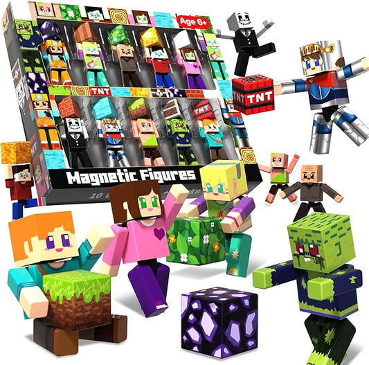 20 PCS Magnetic Blocks with Action Figures– 2025 STEM Magnetic Building Blocks for Kids Christmas, Creative Educational Play Set for Boys & Girls