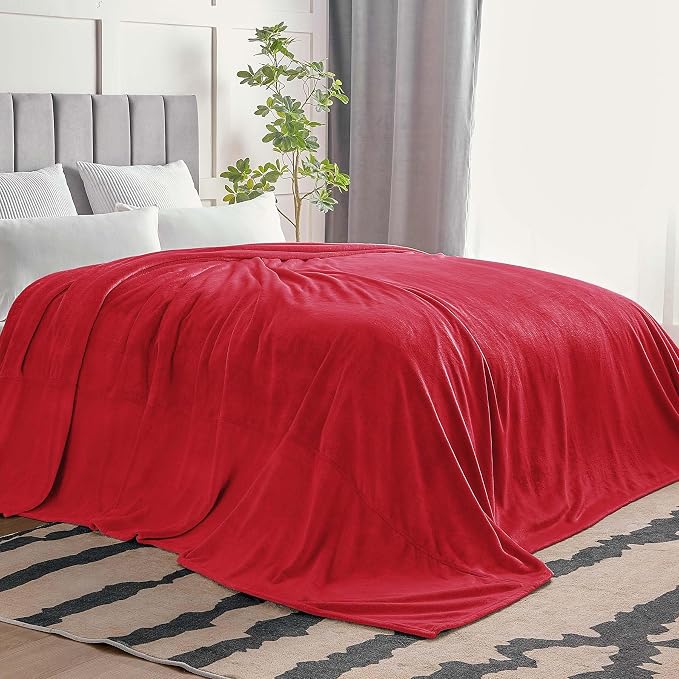 BEDELITE Fleece Blanket Soft Plush Oversized Bed Blanket Red 120"x120" | Ultra Soft Plush Fleece, Lightweight Warmth, All Season Comfort, Fade Resistant, Machine Washable, Perfect for Sharing