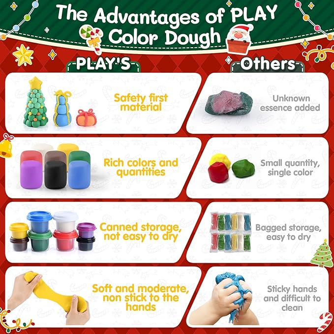 PLAY Color Dough Set for Kids - Clay Set for Kids Ages 4-8 Educational Toys for Girls Safe & Non-Toxic