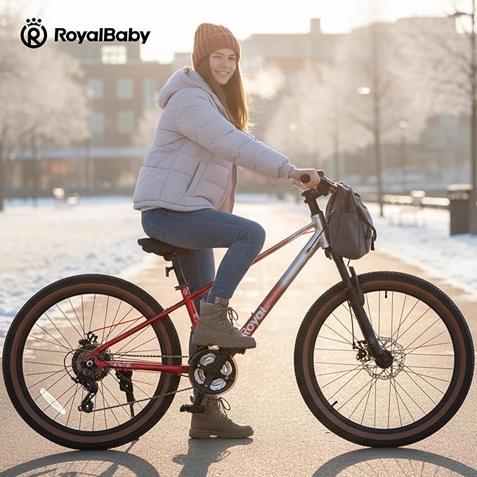 RoyalBaby Kids Mountain Bike for Boys and Girls, Ultra-Light Aluminum 20-26 Inch Wheel Bicycle for 6-14 Years Old Children, 7/21-Speeds Drivetrain