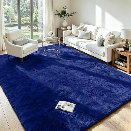 5x8 Area Rug for Living Room, Ultra Soft Fluffy Blue Rugs for Bedroom, Non Slip Large Shag Carpet, Fuzzy Plush Nursery Rug, Thick Washable Indoor Floor Carpets for Kids Office Dorm Home Decor