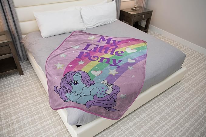 Jay Franco Plush Throw Blanket – 46" x 60" Inch Cartoon Kids Soft & Cozy Fleece Throw for Bedroom & Couch Décor, Official Licensed Product, Pink - My Little Pony