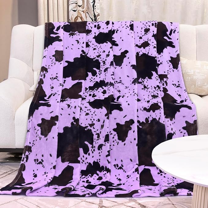 King Size Fleece Blanket for Bed, Oversized Warm Fuzzy Soft Cozy Purple Couch Blanket for Adults & Couples, Extra Large Home Room Decor for All Season, 90x108 inches